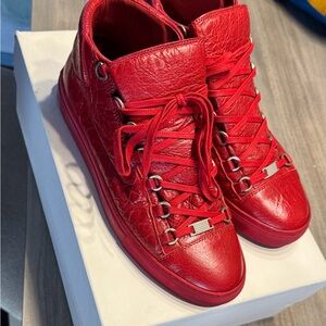 Balenciaga Red Leather Sneakers